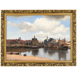 Reprodukce ve zlatém rámu v rozměru 70x50 cm – JOHANNES VERMEER „VIEW OF DELFT MAURITSHUIS“