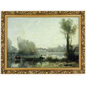 Reprodukce ve zlatém rámu v rozměru 70x50 cm – EAN JEAN BAPTISTE CAMILLE COROT „VILLE-D'AVRAY“