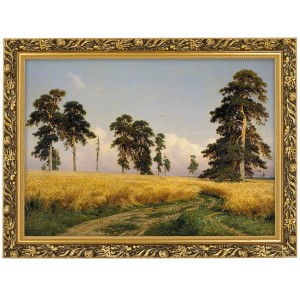Reprodukce ve zlatém rámu v rozměru 70x50 cm – IVAN SHISHKIN „РОЖЬ“