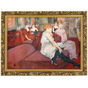 Reprodukce ve zlatém rámu v rozměru 70x50 cm – HENRI DE TOULOUSE-LAUTREC (ALBI) „AU SALON DE LA RUE DES MOULINS C 1894“