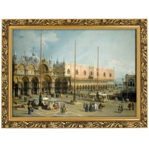 Reprodukce ve zlatém rámu v rozměru 70x50 cm – GIOVANNI ANTONIO CANAL „PIAZZA SAN MARCO“