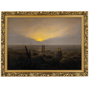 Reprodukce ve zlatém rámu v rozměru 70x50 cm – CASPAR DAVID FRIEDRICH „MONDAUFGANG ÜBER DEM MEER“
