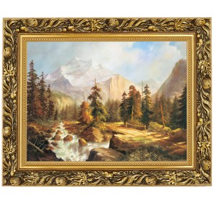 Reprodukce ve zlatém rámu v rozměru 30x40 cm – Na průsmyku, Cezary Różycki