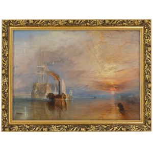 Reprodukce obrazu v hnědém rámu v rozměru 70x50 cm - TURNER J. M. W. ,,THE FIGHTING TÉMÉRAIRE TUGGED TO HER LAST BERTH TO BE BROKEN,,