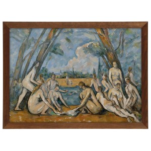 Reprodukce obrazu v hnědém rámu v rozměru 70x50 cm - PAUL CÉZANNE FRENCH ,,THE LARGE BATHERS,,