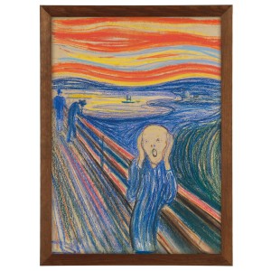 Reprodukce obrazu v hnědém rámu v rozměru 70x50 cm - MUNK ,,THE SCREAM,, PASTEL