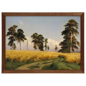 Reprodukce obrazu v hnědém rámu v rozměru 70x50 cm - IVAN SHISHKIN ,,РОЖЬ,,