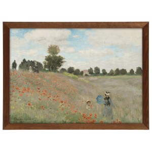 Reprodukce obrazu v hnědém rámu v rozměru 70x50 cm - CLAUDE MONET ,,POPPY FIELD 1,,