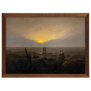 Reprodukce obrazu v hnědém rámu v rozměru 70x50 cm - CASPAR DAVID FRIEDRICH ,,MONDAUFGANG ÜBER DEM MEER,,