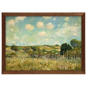 Reprodukce obrazu v hnědém rámu v rozměru 70x50 cm - ALFRED SISLEY ,,MEADOW 1875,,