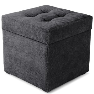 Moderní otevírací puf 45×45 cm v barvě grafitové ze strukturované sametové látky