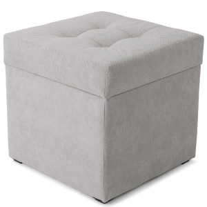 Moderní otevírací puf 45×45 cm v barvě šedé ze strukturované sametové látky