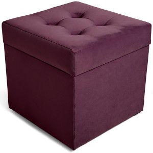 Moderní otevírací puf 45×45 cm z welvetové tkaniny v barvě řepné