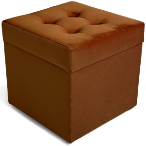 Moderní otevírací puf 45×45 cm z welvetové tkaniny v barvě čokoládové