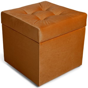 Moderní otevírací puf 45×45 cm z welvetové tkaniny v barvě oranžové