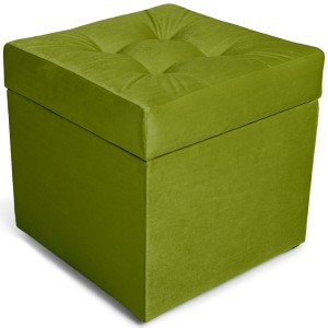 Moderní otevírací puf 45×45 cm z welvetové tkaniny v barvě olivové