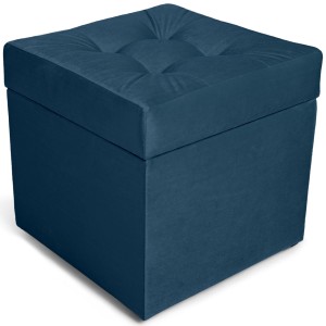 Moderní otevírací puf 45×45 cm z welvetové tkaniny v barvě tmavě modré