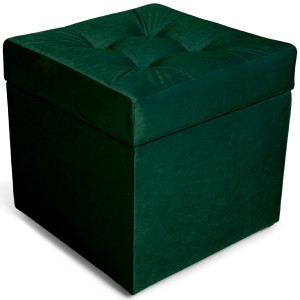Moderní otevírací puf 45×45 cm z welvetové tkaniny v barvě zelené