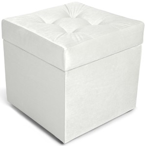 Moderní otevírací puf 45×45 cm z welvetové tkaniny v barvě bílé