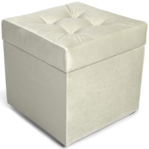 Moderní otevírací puf 45×45 cm z welvetové tkaniny v barvě stříbrné
