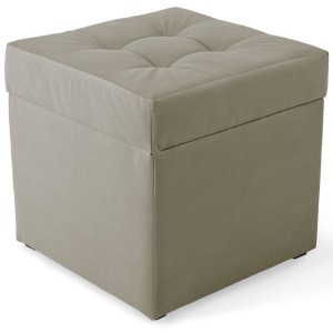 Moderní otevírací puf 45×45 cm z welvetové tkaniny v barvě béžové