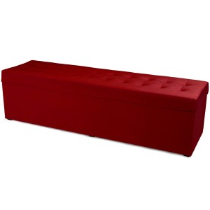 Moderní otevírací puf 45×160 cm z welvetové tkaniny v barvě červené