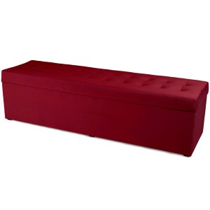 Moderní otevírací puf 45×160 cm z welvetové tkaniny v barvě tmavě červené