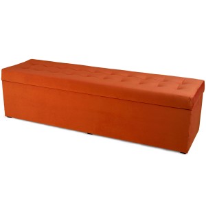 Moderní otevírací puf 45×160 cm z welvetové tkaniny v barvě oranžové