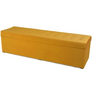 Moderní otevírací puf 45×160 cm z welvetové tkaniny v barvě hořčičné