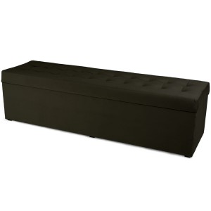 Moderní otevírací puf 45×160 cm z welvetové tkaniny v barvě ebenové