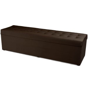 Moderní otevírací puf 45×160 cm z welvetové tkaniny v barvě tmavě hnědé