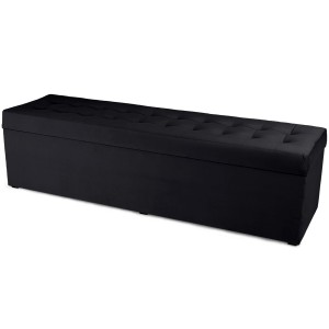 Moderní otevírací puf 45×160 cm z welvetové tkaniny v barvě černé