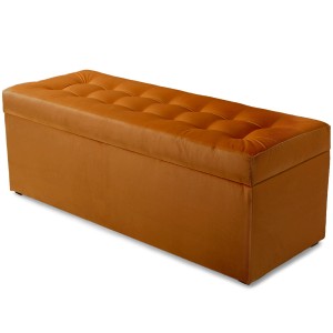 Moderní otevírací puf 45×120 cm z welvetové tkaniny v barvě oranžové