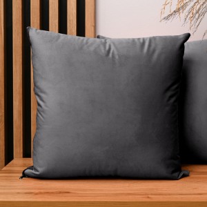 Dekorační povlak na polštář 45x45 cm v barvě grafitová z sametové tkaniny