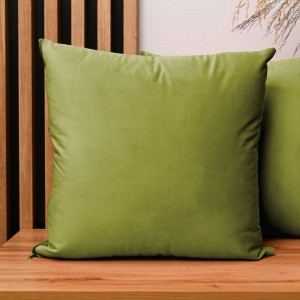 Dekorační povlak na polštář 45x45 cm v barvě olivová z sametové tkaniny