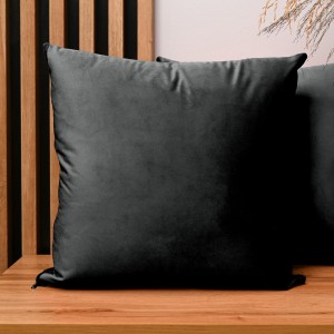 Dekorační povlak na polštář 45x45 cm v barvě černá z sametové tkaniny