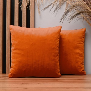 Dekorační povlak na polštář 35x35 cm v barvě oranžová z sametové tkaniny