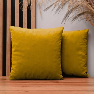 Dekorační povlak na polštář 35x35 cm v barvě hořčičná z sametové tkaniny