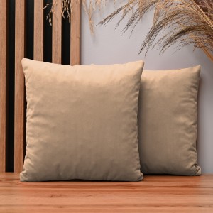 Dekorační povlak na polštář 35x35 cm v barvě světle hnědá z sametové tkaniny