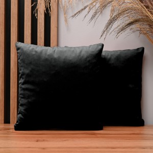 Dekorační povlak na polštář 35x35 cm v barvě černá z sametové tkaniny