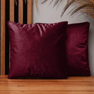 Dekorační povlak na polštář 35x35 cm v barvě bordó z sametové tkaniny