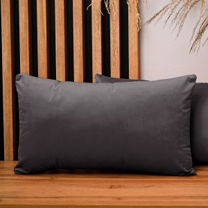 Dekorační povlak na polštář 30x50 cm v barvě tmavě šedá z sametové tkaniny