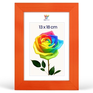 Fotorámeček 13 x 18 cm oranžový, z přírodního dřeva