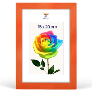 Fotorámeček 15 x 20 cm oranžový, z přírodního dřeva