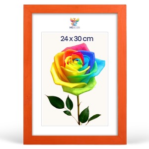 Fotorámeček 24 x 30 cm oranžový, z přírodního dřeva