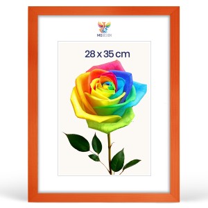 Fotorámeček 28 x 35 cm oranžový, z přírodního dřeva