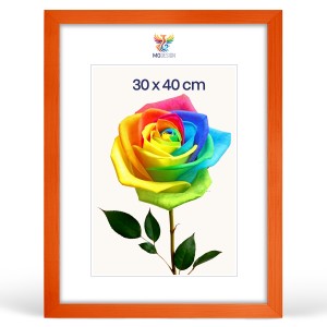 Fotorámeček 30 x 40 cm oranžový, z přírodního dřeva