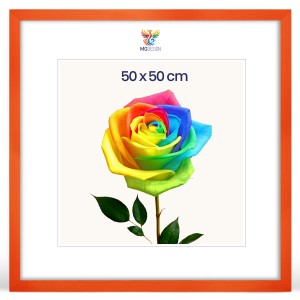 Fotorámeček 50 x 50 cm oranžový, z přírodního dřeva
