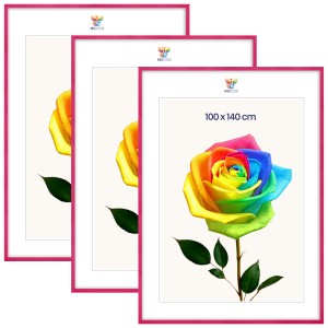 Sada 3 ks rámečků na fotografie 100 x 140 cm růžové, dřevěné