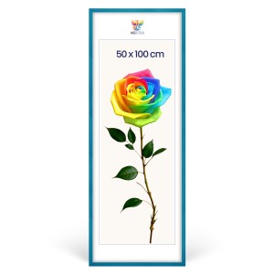 Fotorámeček 50 x 100 cm, tyrkysový, z přírodního dřeva